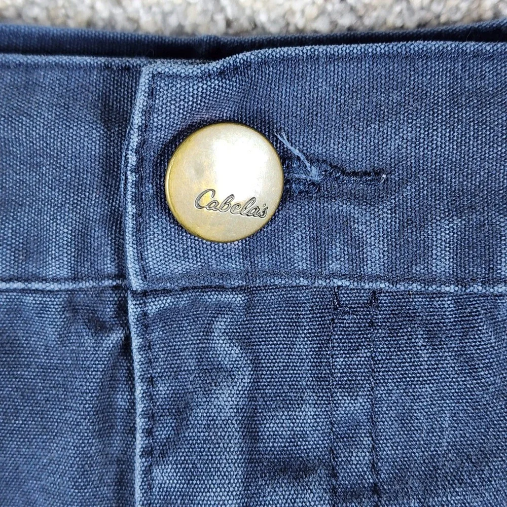Cabelas Cargo Shorts Mens 46 Navy Blue Canvas Elastic Waist Utility Good